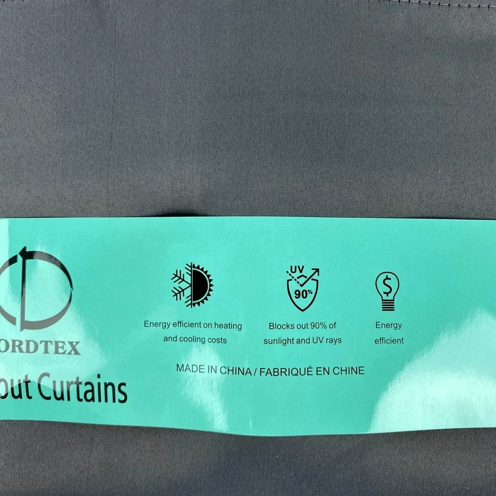 New Lordtex Grommet Blackout Curtains 42 x 63 Dark Grey Two Panels Smooth Fabric